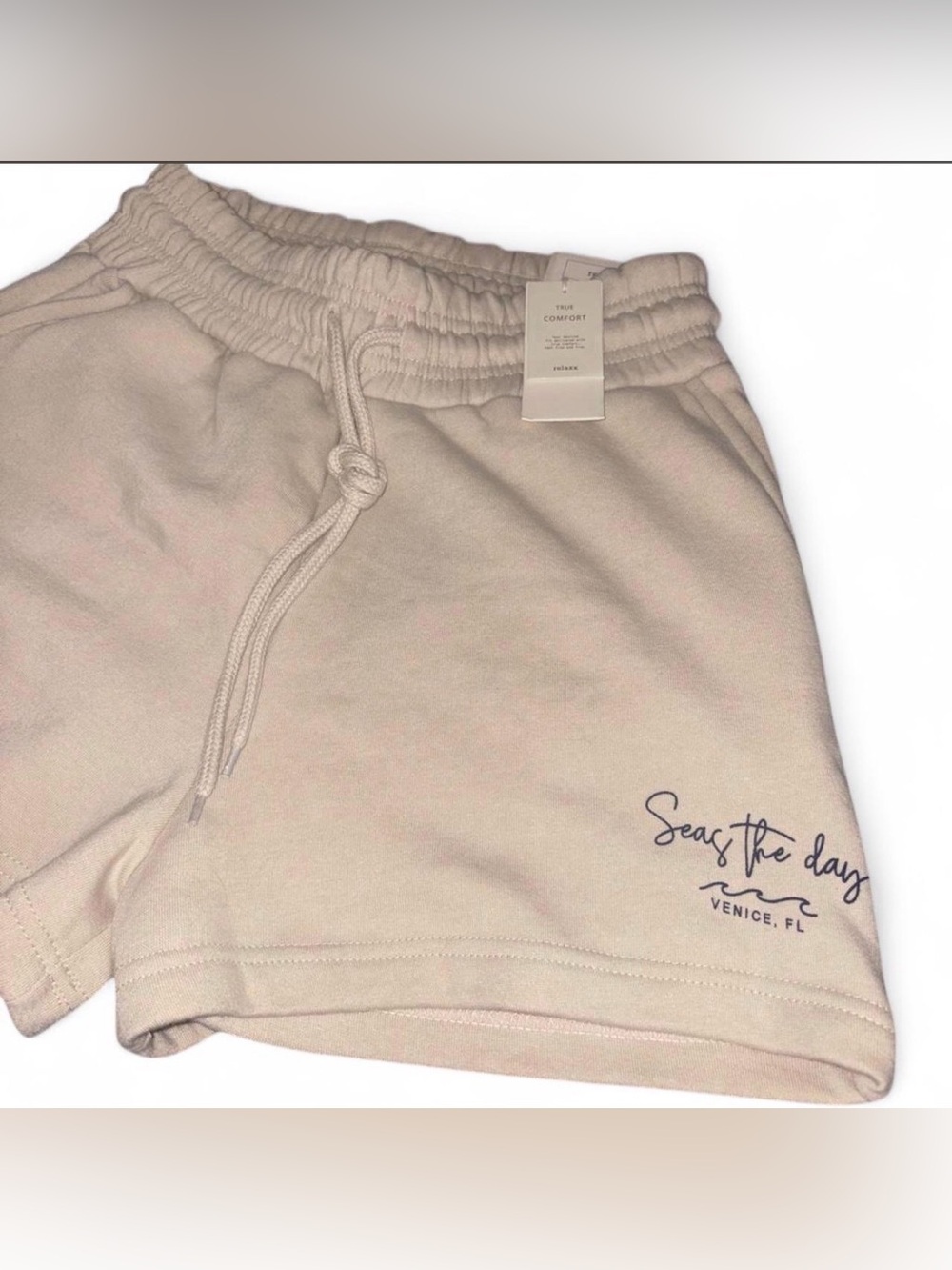 Seas the Day Venice FL Women's Athletic Shorts - Cream
